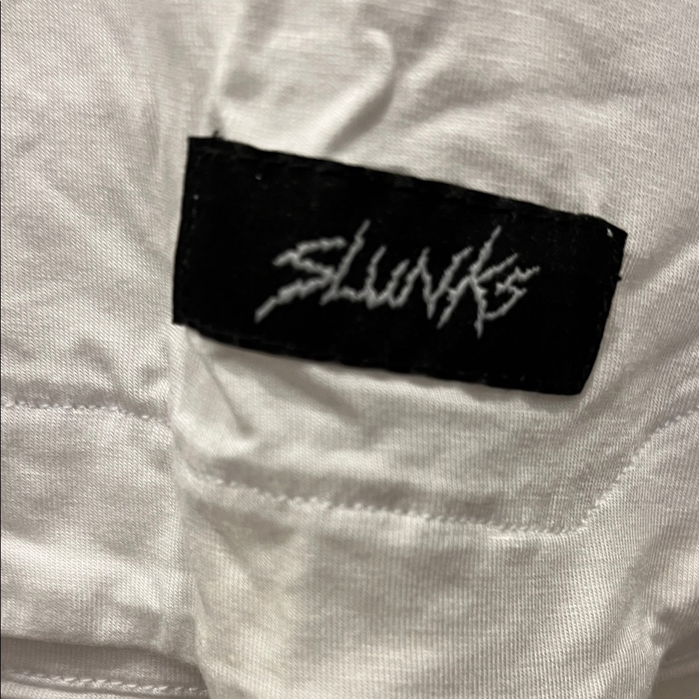 New Slunks: White Men's V-Neck T-Shirt - Picture 3 of 3